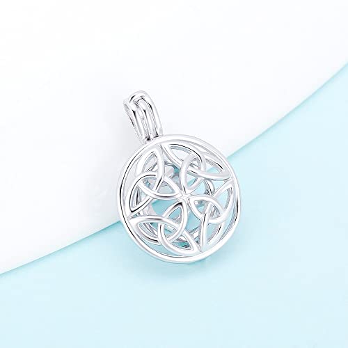Sterling Silver Celtic Knot Round Cage Pendants for Women