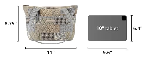 Bella Taylor Small Tote, Quilted Shoulder Bag for Women - color: Khaki Patchwork