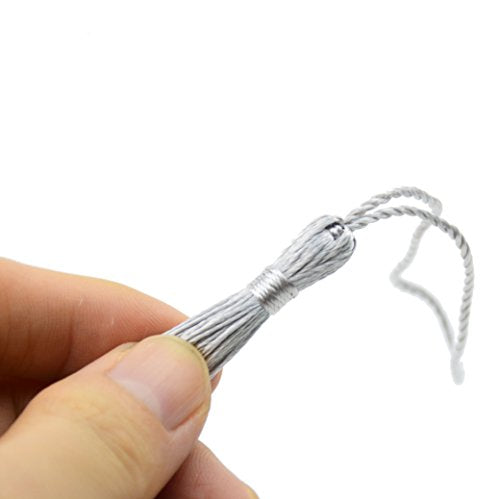 100Pcs 5 Inch Silky Bookmark Tassels for Jewelry, Souvenir(Silver) - color: Silver