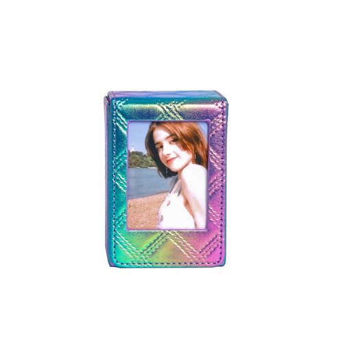 2 x 3 Mini Photo Storage Box for Polaroid Fujifilm Instax Mini 13 12 11 9 8 EVO Instant Film, Picture Frame and Containers, PU Leather. (Blue Purple) - color: Blue Purple
