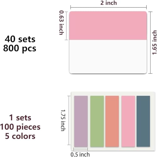 ELII 900 PCS Book Tabs 2 Inch Sticky Index Tabs, Colored Page Markers - color: Blossom, size: 900