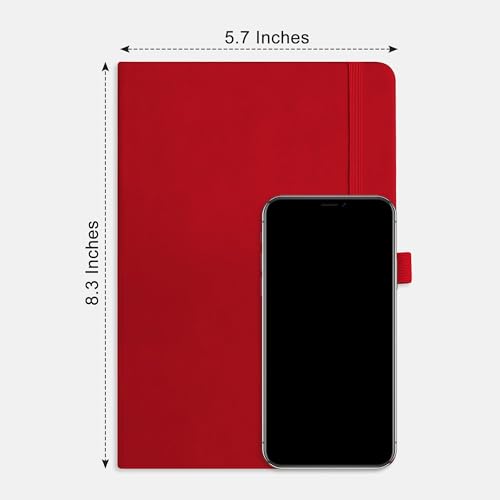 RETTACY Dotted Journal Notebook, 320 Numbered Pages, A5 (5.7'' × 8.3'') - color: Red