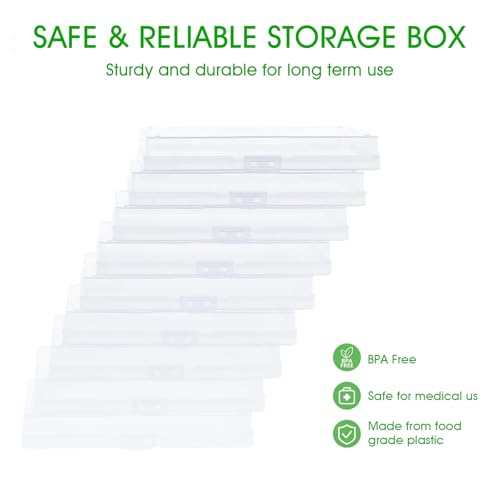 Photo Storage Box 5 x 7 Inches, 18 Inner Extra Large Photo Boxes with Dividers, Clear Acid-Free Photo Storage Container with Handle, Photo Organizer Craft Keeper for Photo, Craft, Seend, Stamp - color: Clear