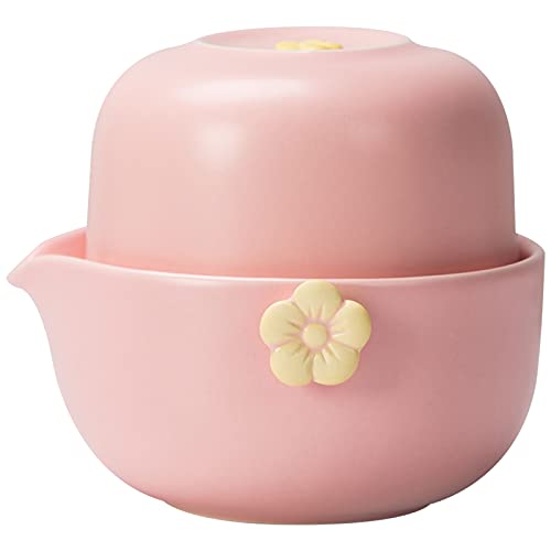HEER Gaiwan Travel Tea Set for One, Pink - color: Pink