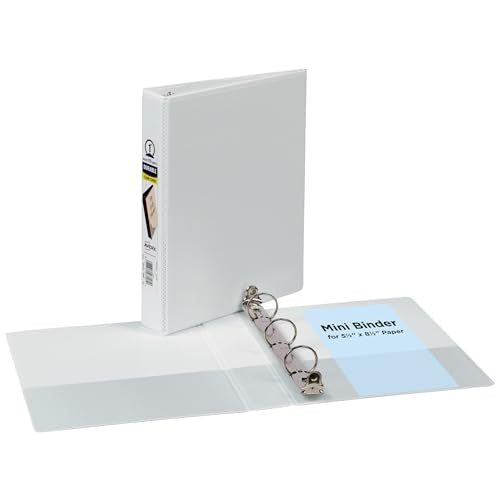 Avery Mini 3 Ring Binder, 1" Round Rings, 1 White Binder - size: 1"