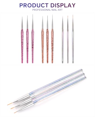 Nail Liner Brush Nail Art Long Striping Brush Striper Pen 7/11/15mm - color: Pink