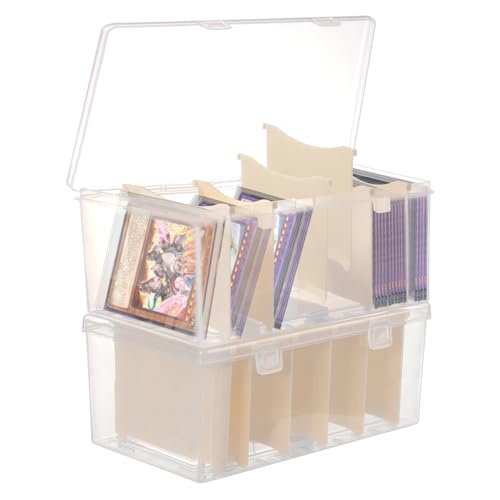 Trading Card Storage Box with 6 Dividers, Fit for Top Loader Storage, 2 Pcs - style: 2 Pack with 6 Dividers
