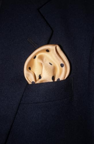 Royal Silk Polka Dot Pocket Square - 17" Handkerchief - 12mm Silk Twill - 100% Silk - color: Gold