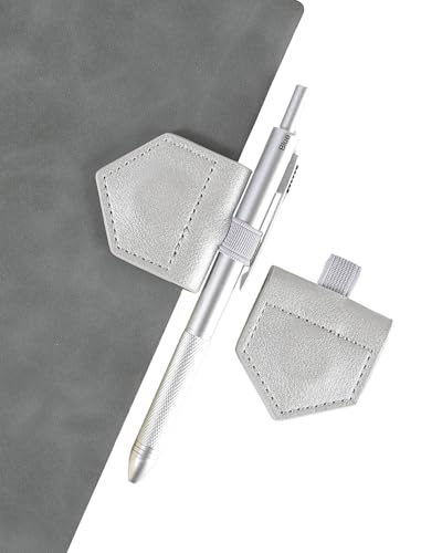 Magnetic Leather Bookmarks with Pen Holder Vegan Leather Book Marks Gifts for Reading Book Lovers Notebook Travelers (Silver-2PC) - color: Silver-2pc