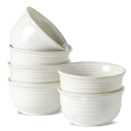 Hasense Cereal Bowls, 20 Ounce Soup Bowls Set of 6, Ceramic Deep Bowl for Kitchen, Perfect for salad Pasta Dessert Oatmeal, Dishwasher and Microwave Safe, Clay-Infused White - color: Clay-Infused White, size: 20 Ounce