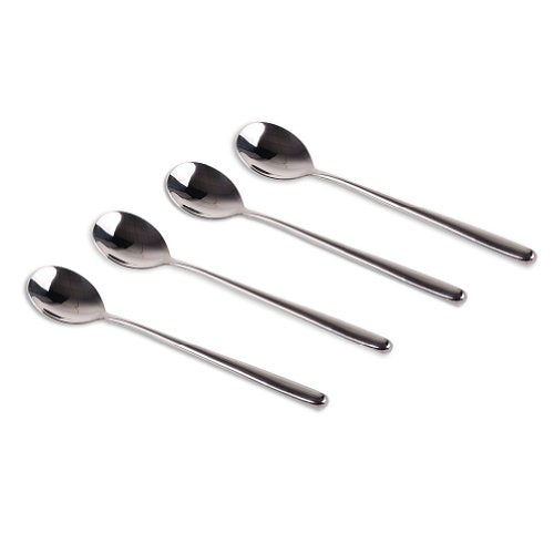 Quality Korean Stainless Steel Rice Spoon/Soup Spoon, Long-Handled Great Circle Coffee Spoon (4pcs)