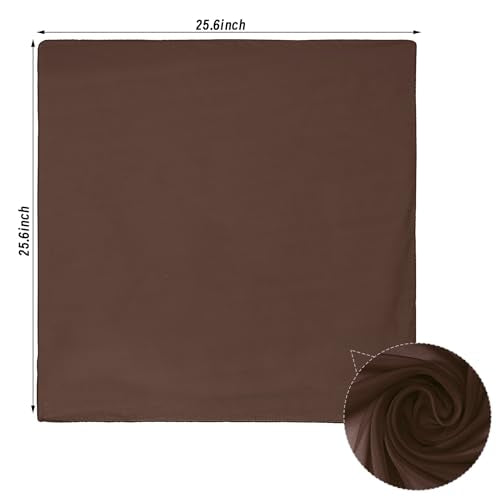 Pistha Chiffon Scarf Ribbon Neck Scarf Square Handkerchief 25.5 inch - color: Coffee