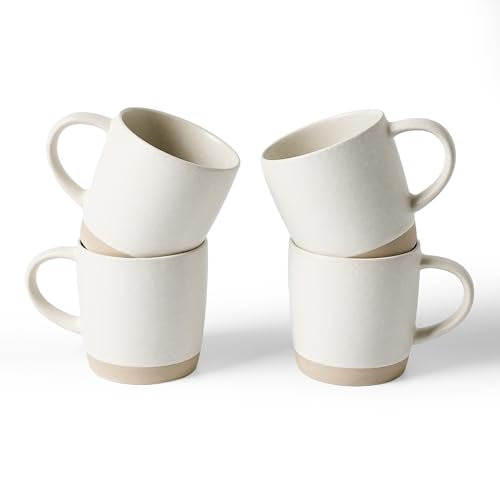 famiware Coffee Mugs Set of 4, Milkyway 13 oz Ceramic Cup Set with Handle - color: Milkyway-Matte White, size: 4 Count (Pack of 1)