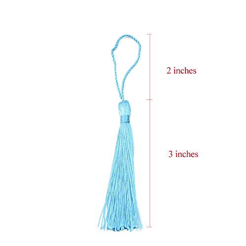 100Pcs 5 Inch Silky Bookmark Tassels for Jewelry, Souvenir(Mixed Blue) - color: Mixed Blue