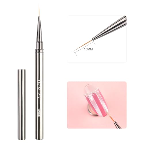 KADS 15mm Fine Liner Nail Brush Metal Handle Nail Painting Design Brush - color: 15mm (Single)