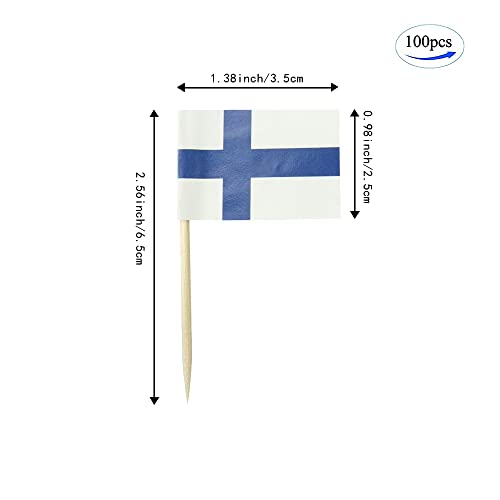 mflagperft Finland Toothpick Flags 100 Pack, Finnish Flag Cocktail Picks - color: Finland