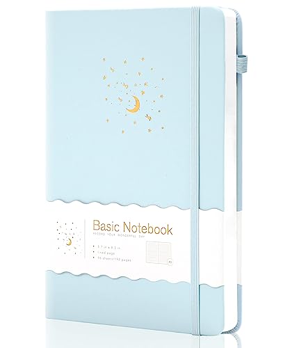 CAGIE Lined Journal Notebook for Work, 196 Pages, Medium 5.7" x 8.3", Hardcover Notebook Journal with Pen Loop, (Sky Blue Ruled), Gifts - color: 1 Pack 02 Sky Blue