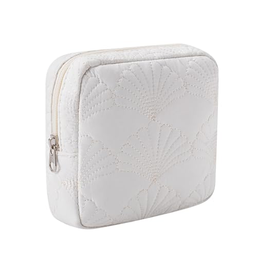 RSRSLEII Seashell Quilted Cotton Makeup Pouch for Purse, Small, White - color: 02Small Seashell