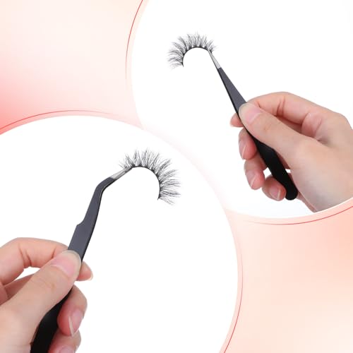 2PCS Stainless Tweezers, Sticker Tweezers Stainless Steel Straight and Curved Tip Tweezer for Eyelash Extensions Precision Electronics Nail Rhinestone Jewelry