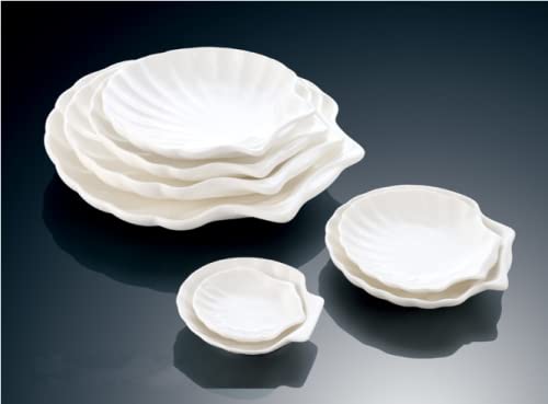 Leoyoubei Sauce Dish Set of 4, 5" White Porcelain Dipping Bowls for Sushi, Soy Sauce, Ketchup, Honey Mustard, BBQ Seasoning (Shell Shape - 3 Oz) - color: Shell shape- 3 Oz