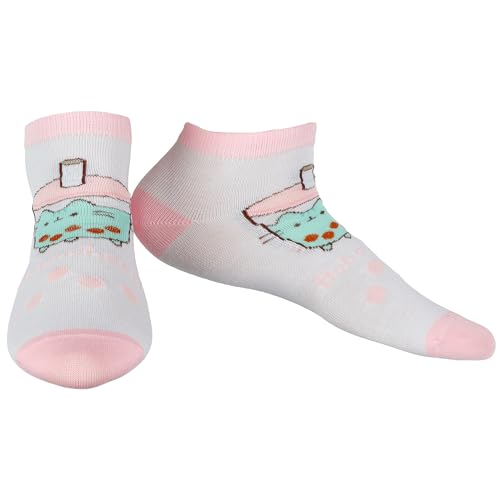Culture Fly Pusheen Cat Socks Women's Pastel Snack Time 5-Pair Ankle Sock OSFM