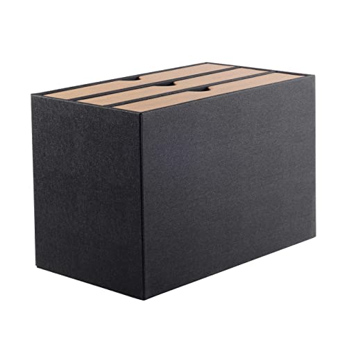 Fashion Multicolor Collocation Leather Desk Organizer File Cabinet Executive Office Supplies Desktop Filing A4 Contract Document Stackable Storage Box with 3 Drawers (Black) - color: Black