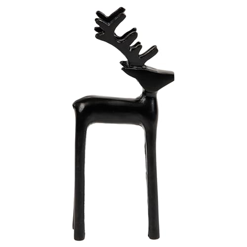 Mind Reader Modern Metal Reindeer Figurine, Sleek Aluminum Winter Holiday Decor, Rustic Contemporary Accent, Black - color: Black Decorative Reindeer