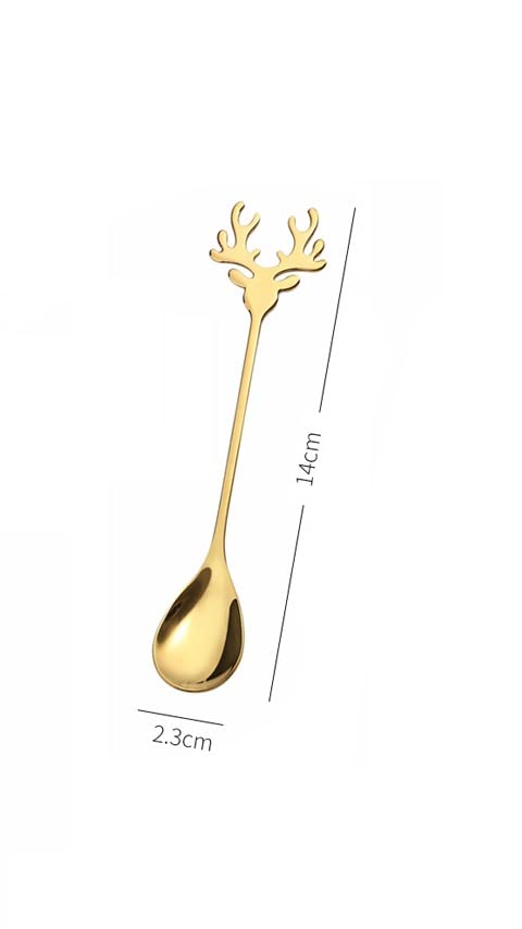 20 Pieces Gold Plated Stainless Steel Mini Coffee Espresso Spoon, Elk shaped spoon Dessert Teaspoons Small Soup Spoons 5.5 inch Specialty Demitasse Stirring Spoons - size: Gold 20 Pack