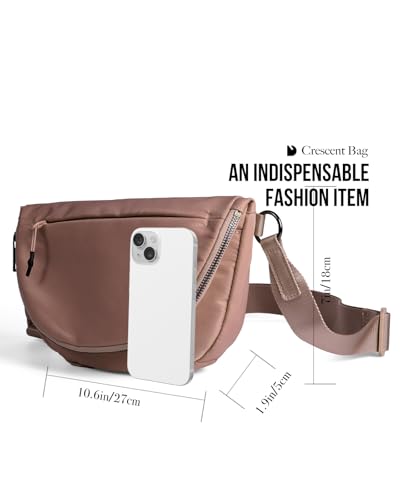 Crescent Bag for Women,Medium Nylon Crescent Bag Single Shoulder Bag - color: Crossbody bag-Brown