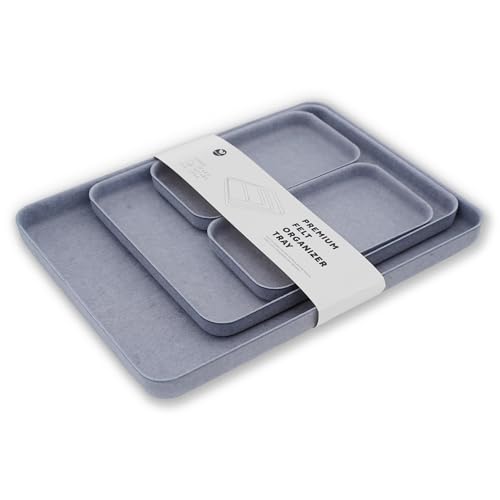 Welaxy EDC Catchall Desk Organizer 4-Piece Felt Tray Nightstand Caddy - color: Glacier gray