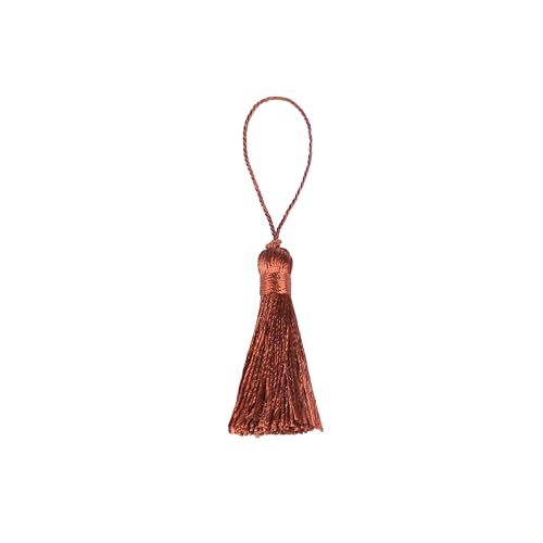 48Pcs Mini Bookmark Tassels Handmade Keychain Silky Tassel - color: 32# Rust Red