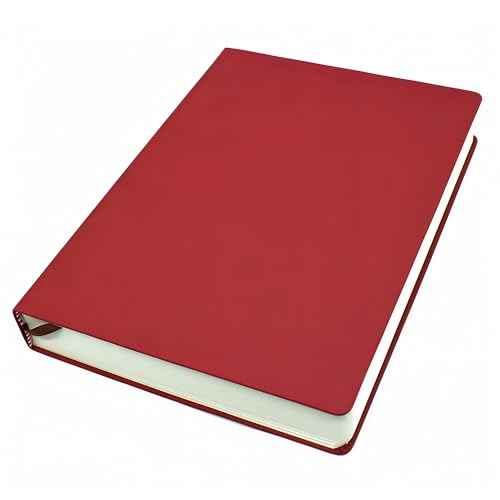 jooact Thick Sketchbook 660 Pages Notebook Soft Faux Leather Cover Journal 80GSM Paper Notepad Drawing Book Memo Writing Sketch Pad Diary Notebook - color: Red, size: A4