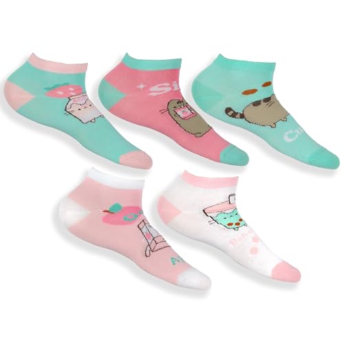 Culture Fly Pusheen Cat Socks Women's Pastel Snack Time 5-Pair Ankle Sock OSFM