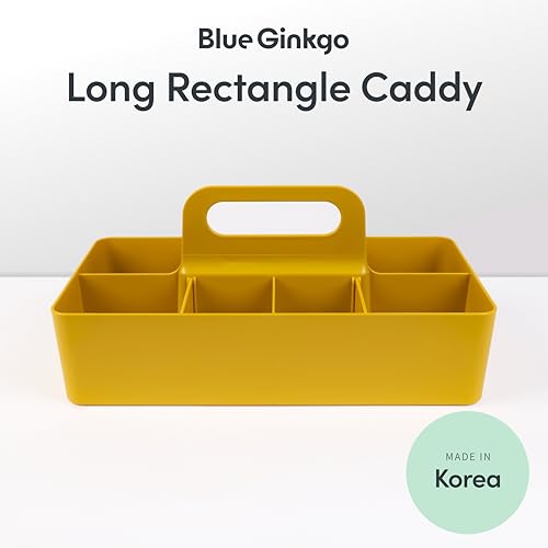BLUE GINKGO Stackable Organizer Caddy, Long, Yellow, Made in Korea - color: YELLOW, size: Long Rectangle