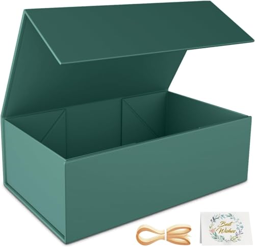 RYDDOY Green Gift Box, 13.8x9.5x4.3'' Large Gift Boxes with Lids - color: Forest Green, size: 13.8 x 9.5 x 4.3 Inch