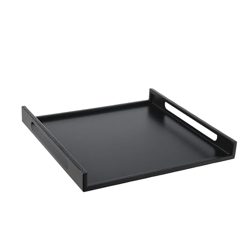 MyGift 16 Inch Matte Black Metal Large Serving Tray with Handles