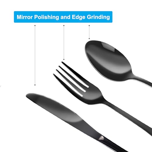 4PCS Premium Travel Utensils With Case, Stainless Steel Reusable Portable Utensils Set With Case, Lengnoyp Travel Silverware Set With Case for Lunch Box Includ Fork Spoon Knife Set, Black - color: 4 PCS Black