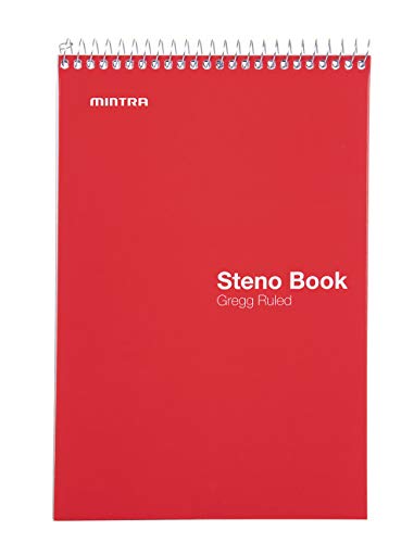 Mintra Office Steno Books Set - Top-Spiral Bound, Gregg Ruled, 70 White Sheets, Poly Primary Color Covered Notebooks for Office, Professional, School & Work, Note-taking, Writing Pads, 6"x9", 4 Pack - color: Primary Colors 4pk, size: Gregg Ruled