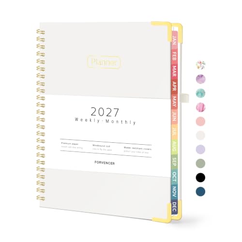 Forvencer 2027 Planner, Hardcover Calendar Planner Jan - Dec 2027, 6"x8" - color: Beige, size: 6.3"x8.4" (Jan 2027 - Dec 2027)