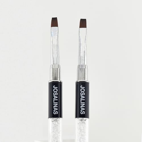 Nail Brushes Art Pen 2PCS, Gel Polish Painting Tools with Nail Extension Gel Builder, Salon at Home DIY Manicure (Black-Flat#6) - color: Black