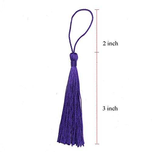 100Pcs 5 Inch Silky Bookmark Tassels for Jewelry, Souvenir(D-Purple) - color: Dark Purple