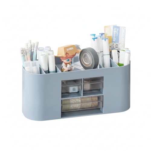 School Supplies Organizer with Drawers, Pen Holder, Blue - color: Blue, size: C