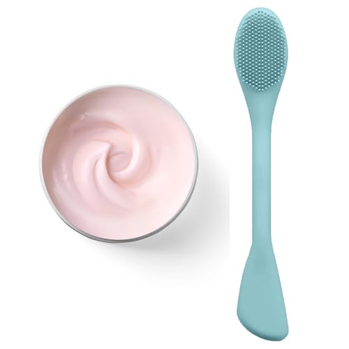 RamPula Facial Cleansing Brush, 2 in 1 Silicone Face Mask Brush & Face Scrubber, For Exfoliating, Massaging, Remove Blackheads, Makeup Skincare Removal, Applicator for Mud, Clay, Body Lotion, DIY Mask - color: Eucalyptus Green and Pink