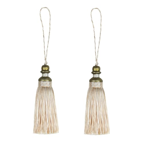 2 Pack Tassel Key Tassel with Loops for Home Decoration - color: Beige, size: 2 Pack