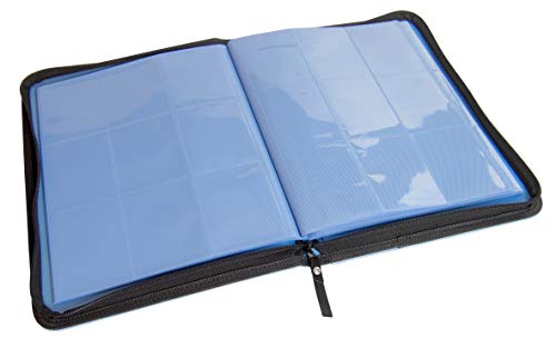 TopDeck 500 Card Ringless Zip Binder Pro - Top Loader 9-Pocket Pages Side Load Sleeve TCG Storage Portfolio, Compatible with Pokemon, Yu-Gi-Oh, One Piece, MTG, Comic Trading Collectible Cards - Blue - color: Blue