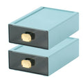 Desktop Storage Drawers, Stackable Countertop Organizer with Drawers - color: 2 Middle Drawers, CYAN