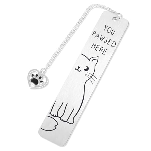 Cat Pendant Bookmark, Cute Cat Gifts Funny Silver Animal Metal Book Marks - style: Silver Cat
