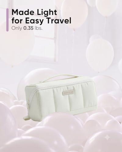 NISHEL Travel Makeup Bag for women, Organizer Pouch Cosmetic Case - color: Beige