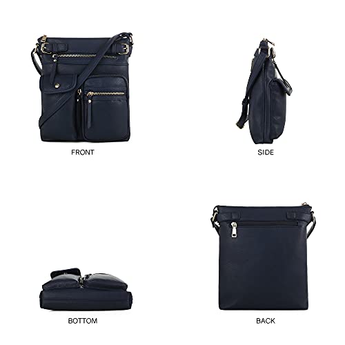 SG SUGU Katie Lightweight Medium Crossbody Bag Shoulder Bag with Multi Pocket for Women - color: Navy