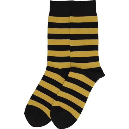 tiemart Men's Socks, Fits Men's Shoe Sizes 8-12 - color: Black and Gold Striped